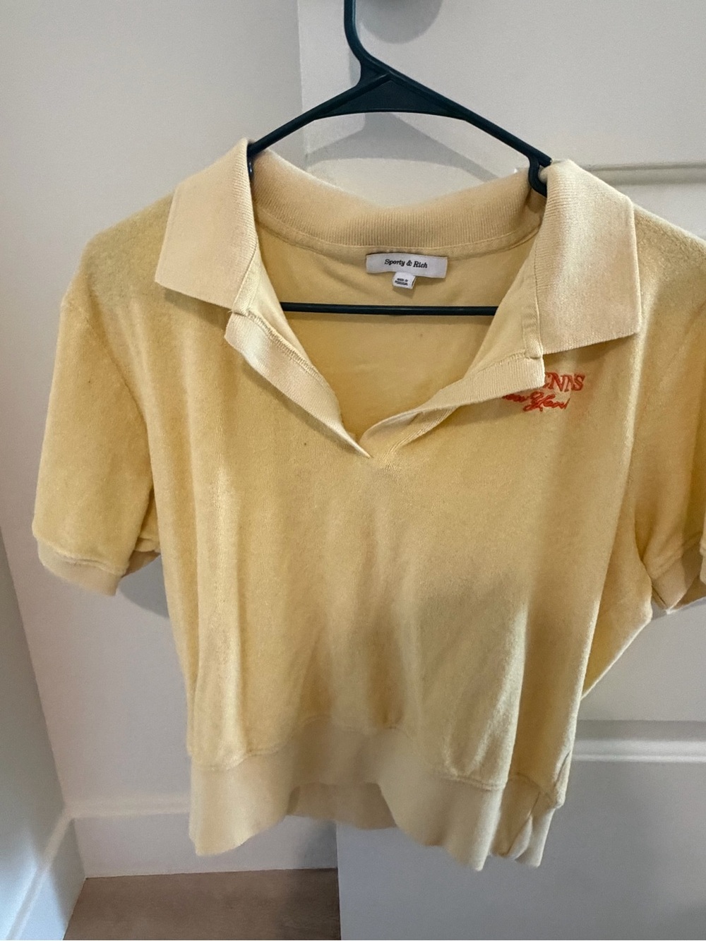 Sporty & Rich Pale Yellow Knit Polo - Picture 2 of 5